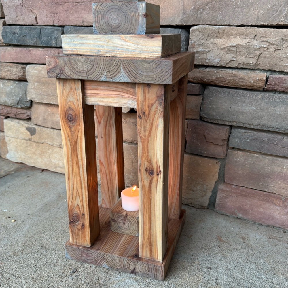 Rustic Wooden Lantern Candle Holder